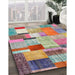 Contemporary Cherry Red Patchwork Rug in Family Room, con1388