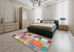Machine Washable Contemporary Cherry Red Rug in a Bedroom, wshcon1388