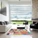 Square Machine Washable Contemporary Cherry Red Rug in a Living Room, wshcon1388