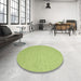 Round Machine Washable Contemporary Pistachio Green Rug in a Office, wshcon1389