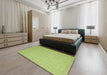 Contemporary Pistachio Green Modern Rug in a Bedroom, con1389