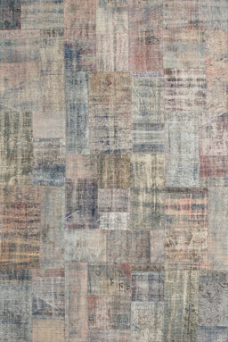 Contemporary Army Brown Patchwork Rug, con1390