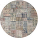 Sideview of Contemporary Army Brown Patchwork Rug, con1390