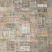 Square Contemporary Dark Almond Brown Patchwork Rug, con1391