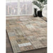 Contemporary Dark Almond Brown Patchwork Rug in Family Room, con1391