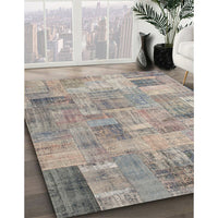 Contemporary Tan Brown Patchwork Rug, con1392