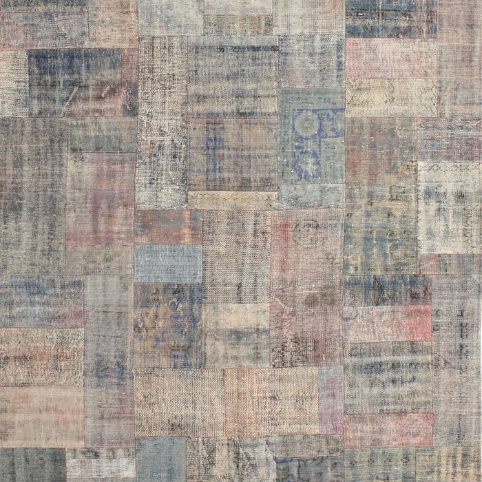 Contemporary Tan Brown Patchwork Rug, con1392
