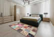 Contemporary Chestnut Brown Patchwork Rug in a Bedroom, con1394