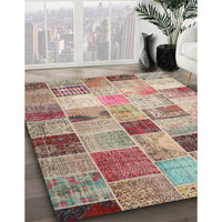 Contemporary Rust Pink Patchwork Rug, con1396