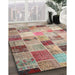 Contemporary Rust Pink Patchwork Rug in Family Room, con1396