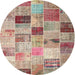 Sideview of Contemporary Rust Pink Patchwork Rug, con1396