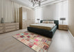 Machine Washable Contemporary Rust Pink Rug in a Bedroom, wshcon1396