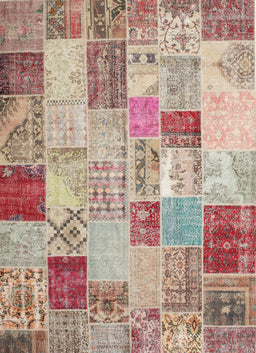 Contemporary Rust Pink Patchwork Rug, con1397