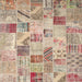 Square Contemporary Orange Salmon Pink Patchwork Rug, con1398