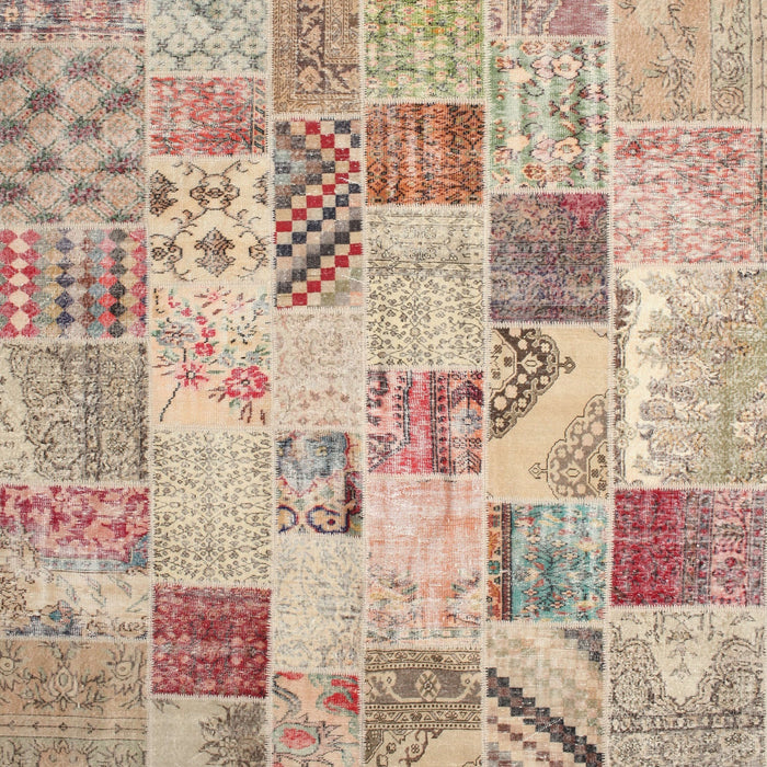 Contemporary Orange Salmon Pink Patchwork Rug, con1398