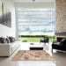 Square Contemporary Orange Salmon Pink Patchwork Rug in a Living Room, con1398