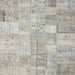 Square Contemporary Pale Silver Gray Patchwork Rug, con1399