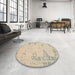 Round Machine Washable Contemporary Light French Beige Brown Rug in a Office, wshcon139