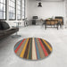 Round Machine Washable Contemporary Chestnut Brown Rug in a Office, wshcon1400