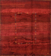 Machine Washable Contemporary Red Rug, wshcon1401