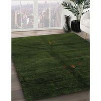 Contemporary Dark Forest Green Modern Rug, con1402