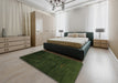 Contemporary Dark Forest Green Modern Rug in a Bedroom, con1402