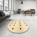 Round Machine Washable Contemporary Sun Yellow Rug in a Office, wshcon1404