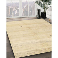 Contemporary Brown Gold Solid Rug, con1406