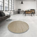 Round Contemporary Light French Beige Brown Modern Rug in a Office, con1407