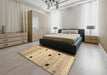 Contemporary Brown Modern Rug in a Bedroom, con1408