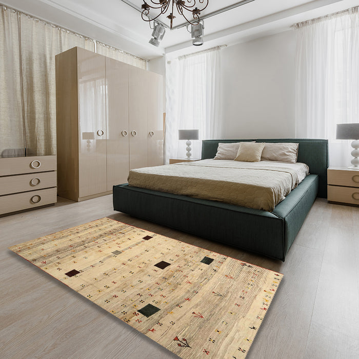 Machine Washable Contemporary Peru Brown Rug in a Bedroom, wshcon1408