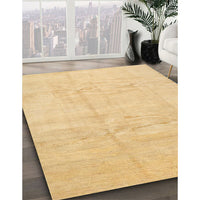 Contemporary Chrome Gold Yellow Solid Rug, con1412