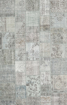 Contemporary Gunmetal Gray Patchwork Rug, con1413