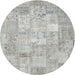 Sideview of Contemporary Gunmetal Gray Patchwork Rug, con1413