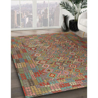 Contemporary Dark Almond Brown Southwestern Rug, con1414