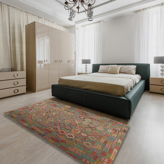 Machine Washable Contemporary Dark Almond Brown Rug in a Bedroom, wshcon1414