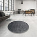 Round Contemporary Mist Blue Modern Rug in a Office, con1415