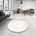 Round Machine Washable Contemporary Lace Beige Rug in a Office, wshcon1417