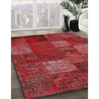 Contemporary Red Patchwork Rug, con1418