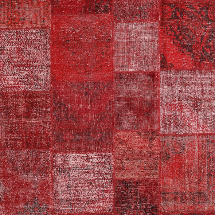 Contemporary Red Patchwork Rug, con1418