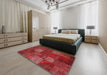 Machine Washable Contemporary Red Rug in a Bedroom, wshcon1418