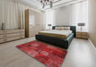 Contemporary Red Patchwork Rug in a Bedroom, con1418