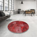 Round Machine Washable Contemporary Red Rug in a Office, wshcon1418
