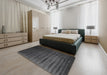 Contemporary Carbon Gray Modern Rug in a Bedroom, con1419