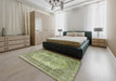 Contemporary Avocado Green Modern Rug in a Bedroom, con1421