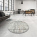 Round Machine Washable Contemporary Grey Gray Rug in a Office, wshcon1422