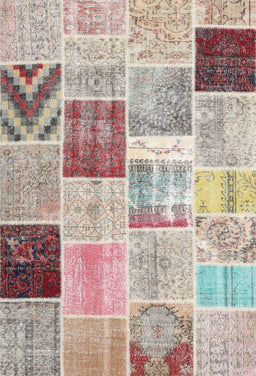 Contemporary Dark Almond Brown Patchwork Rug, con1424