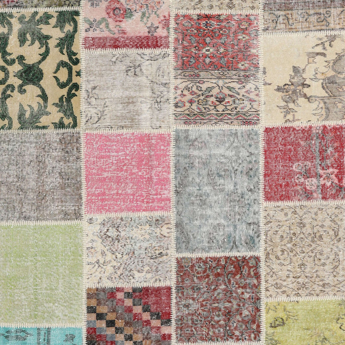 Contemporary Dark Almond Brown Patchwork Rug, con1425