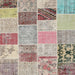 Square Contemporary Dark Almond Brown Patchwork Rug, con1425