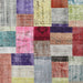 Square Contemporary Raspberry Purple Patchwork Rug, con1427